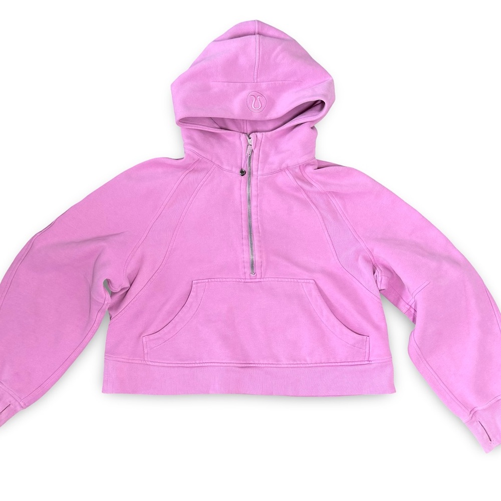 lululemon Cropped Pink 3/4 Zip Hoodie Woman’s SZ M/L workout athletic - Picture 2 of 15